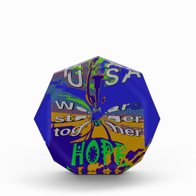 United USA Hope Stronger Together Acrylic Award (Front)