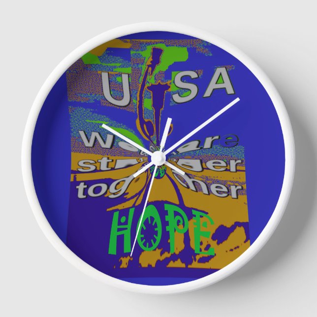United USA Hope Stronger Together Clock (Front)