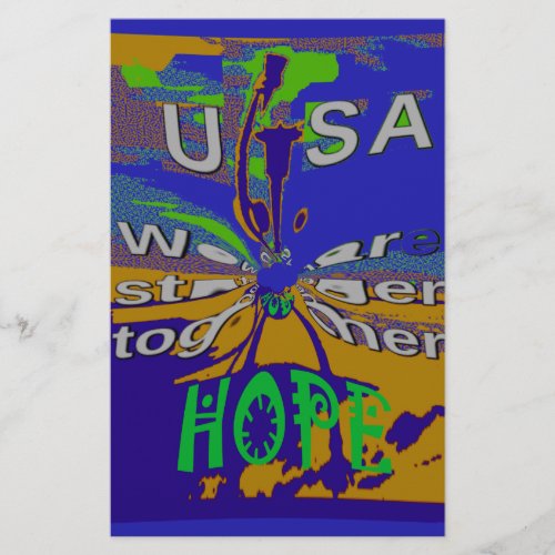 United USA Hope Stronger Together Stationery