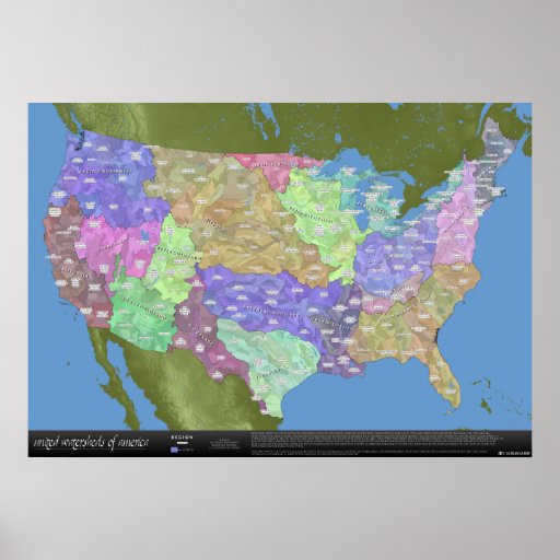 United Watersheds of America Map Poster | Zazzle