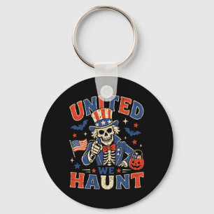 United We Haunt Skeleton Funny Patriotic Halloween Keychain