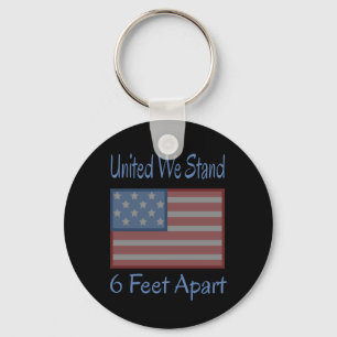 United We Stand 6 Feet Apart USA Flag Keychain