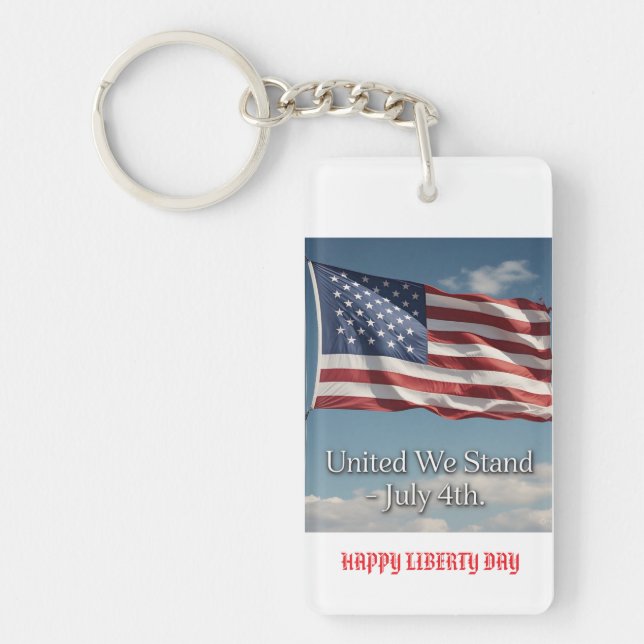 United We Stand: American Flag Custom Keychain (Front)
