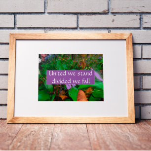 United we stand divided we fall proverb poster