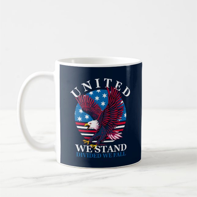 United We Stand - Eagle and American Flag Coffee Mug (Left)