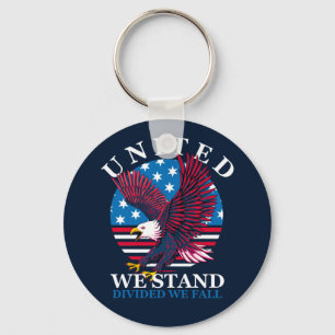 United We Stand - Eagle and American Flag Keychain