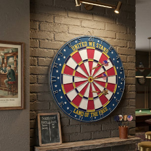 United We Stand Land of the Free Patriotic Dart Board