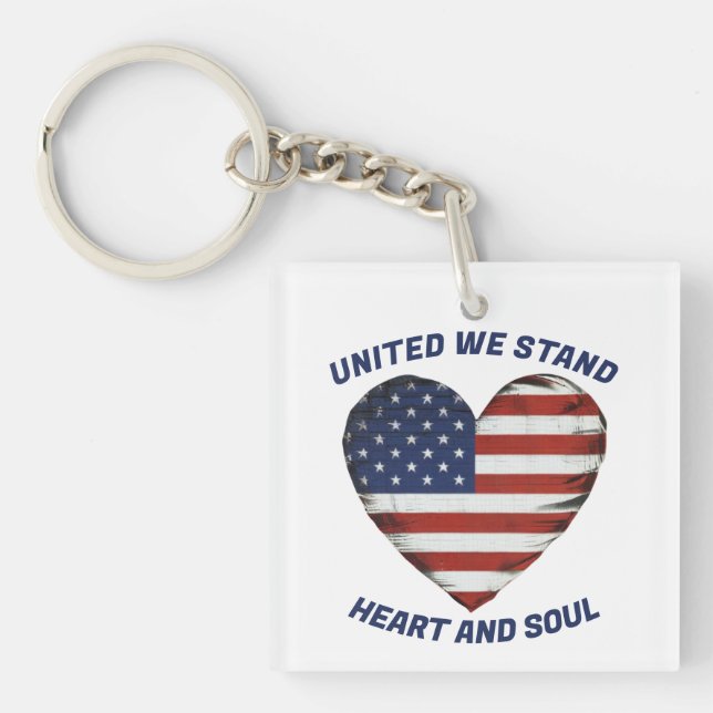 United We Stand Patriotic Keychain (Front)