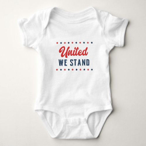 United We Stand Patriotic Word Art  Baby Bodysuit