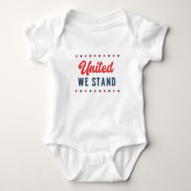 United We Stand Patriotic Word Art  Baby Bodysuit (Front)