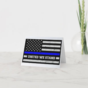 United We Stand Police Flag Letterpress Thank You Card