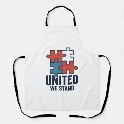 United We Stand Puzzle Piece Patriotic Shirt Desig Apron