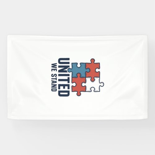 United We Stand Puzzle Piece Patriotic Shirt Desig Banner