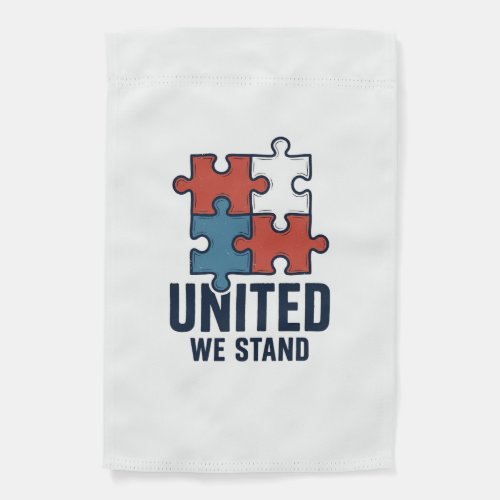 United We Stand Puzzle Piece Patriotic Shirt Desig Garden Flag