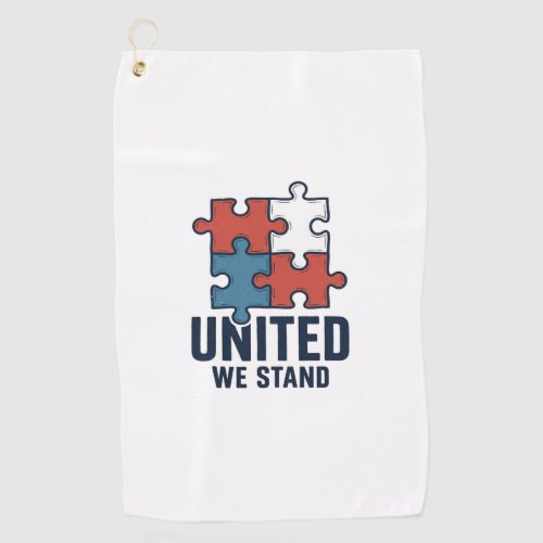 United We Stand Puzzle Piece Patriotic Shirt Desig Golf Towel