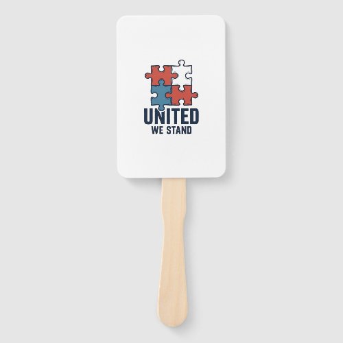 United We Stand Puzzle Piece Patriotic Shirt Desig Hand Fan