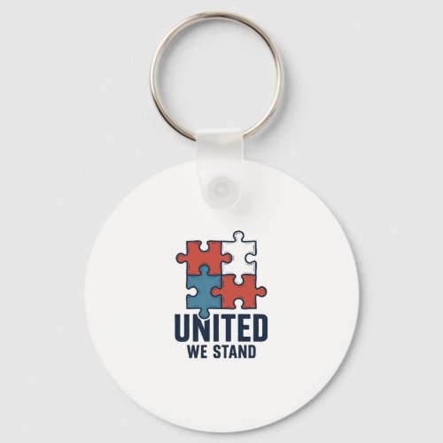 United We Stand Puzzle Piece Patriotic Shirt Desig Keychain
