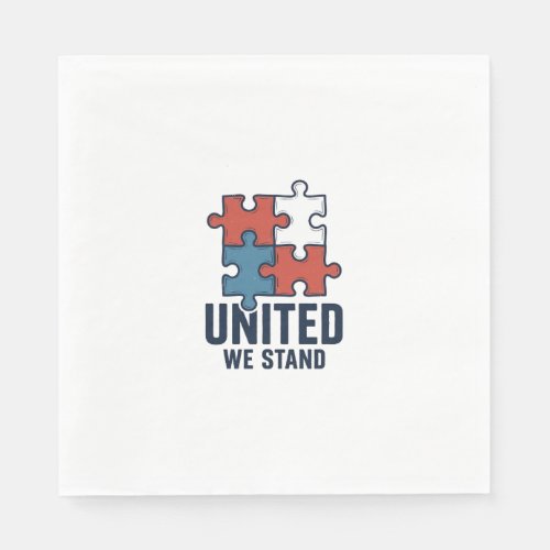 United We Stand Puzzle Piece Patriotic Shirt Desig Napkins