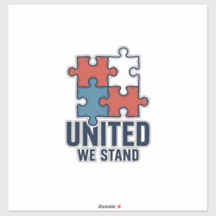 United We Stand Puzzle Piece Patriotic Shirt Desig Sticker