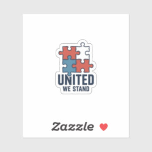 United We Stand Puzzle Piece Patriotic Shirt Desig Sticker