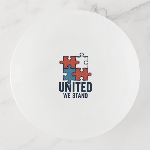 United We Stand Puzzle Piece Patriotic Shirt Desig Trinket Tray