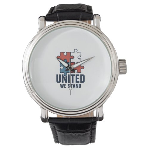 United We Stand Puzzle Piece Patriotic Shirt Desig Watch