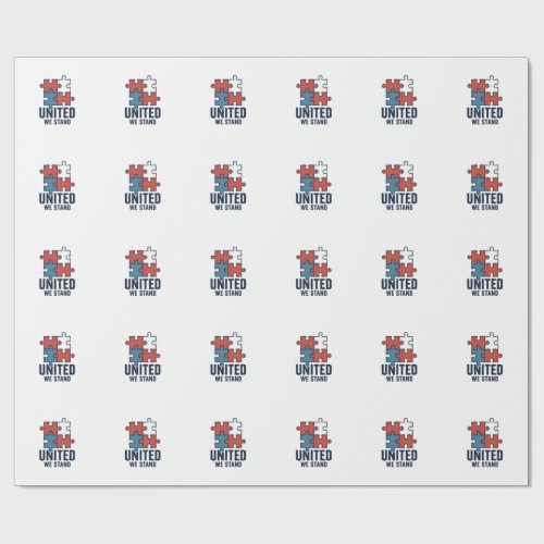 United We Stand Puzzle Piece Patriotic Shirt Desig Wrapping Paper