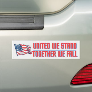 United We Stand Together We Fall Patriotic Sticker Car Magnet