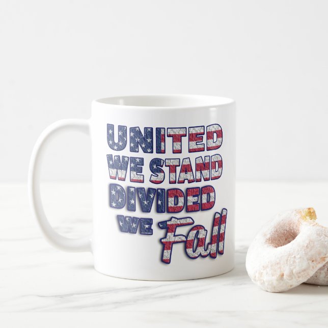 United We Stand Typography Coffee Mug (With Donut)