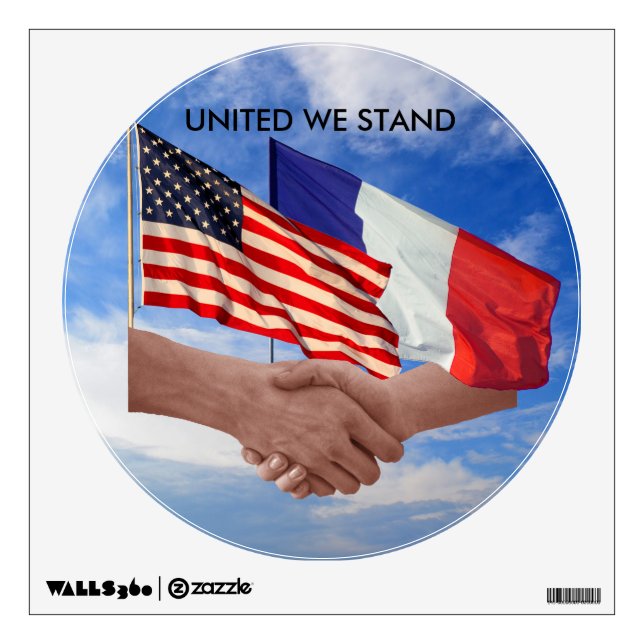 United We Stand USA & France Circle Wall Decal (Front)