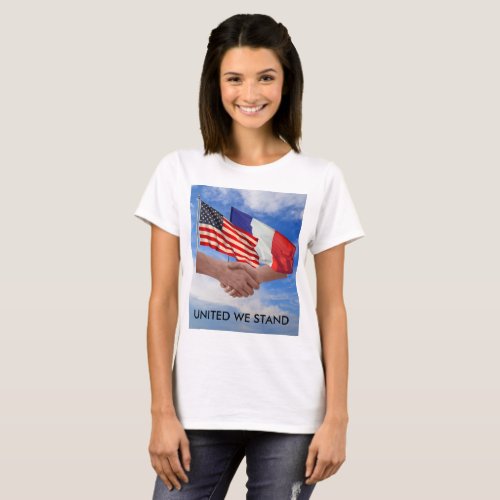 United We Stand USA  France Womens Basic T_Shirt