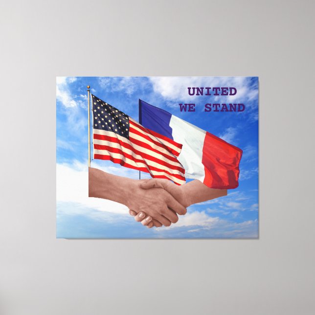 United We Stand USA & France Wrapped Canvas Print (Front)