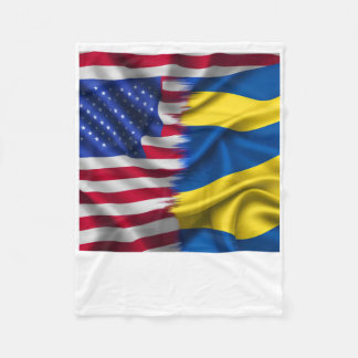 United We Stand – Usa Ukraine Flags Sticker  Fleece Blanket