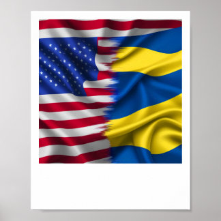 United We Stand – Usa Ukraine Flags Sticker  Poster