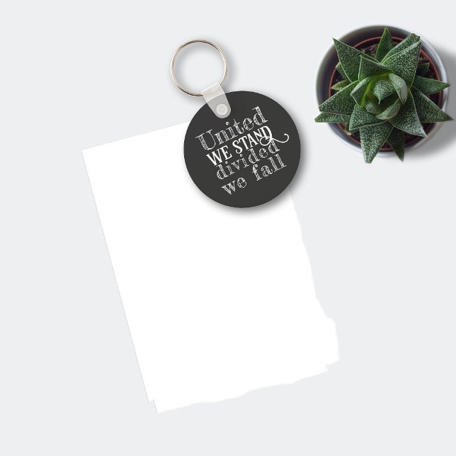 United we stand white black motivation  script keychain (Creator Uploaded)