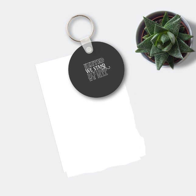 United we stand white encouragement word grey keychain (Creator Uploaded)