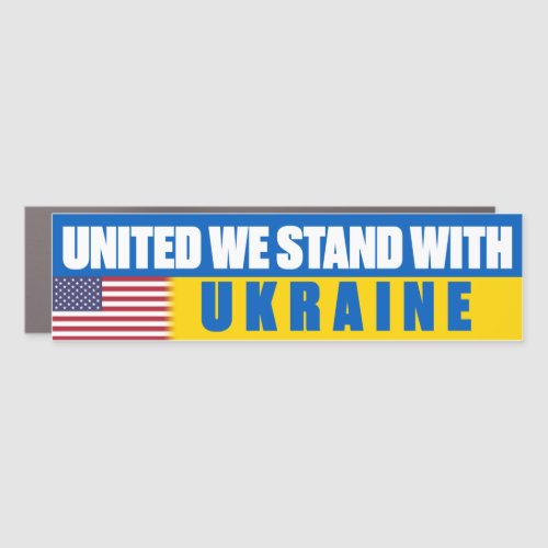 United We Stand With Ukraine Bumper Car Magnet