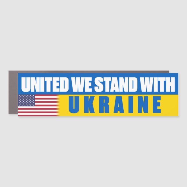 United We Stand With Ukraine Bumper Car Magnet (Front)