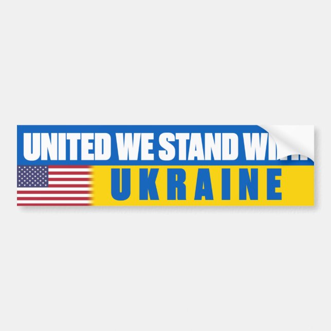 United We Stand With Ukraine Bumper Sticker (Front)
