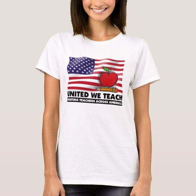 UNITED WE TEACH™  Ladies Long Sleeve (Fitted) T-Shirt (Front)