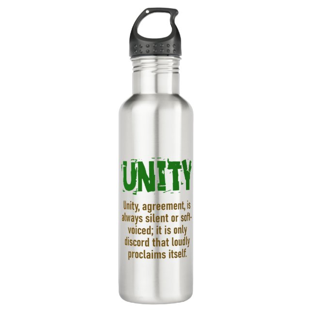 Unity Agreement Is Always Silent - Unity Quote Stainless Steel Water Bottle (Front)