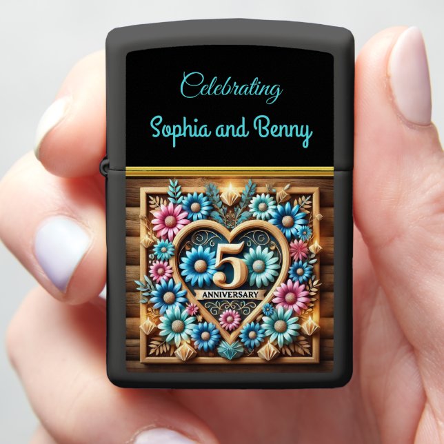 Unity Blooms: 5th Anniversary Celebration Design Zippo Lighter (In Hand)
