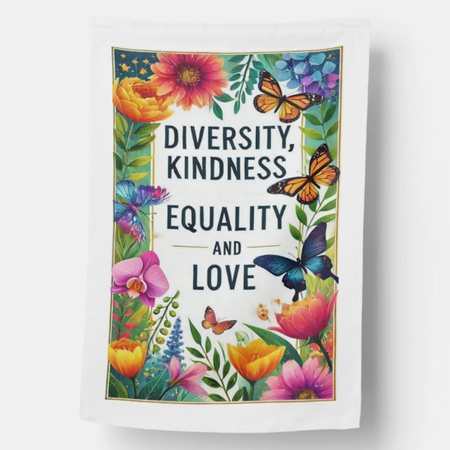  Unity Blooms Diversity and Kindness   House Flag (Front)
