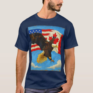 Unity - Canada Flag, US Flag and Eagle T-Shirt