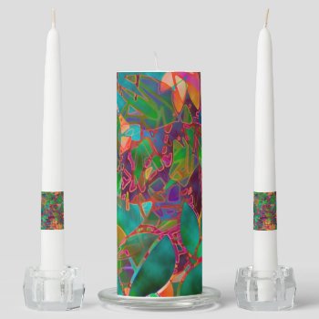 Unity Candle Set Floral Abstract Stained Glass by Medusa81 at Zazzle