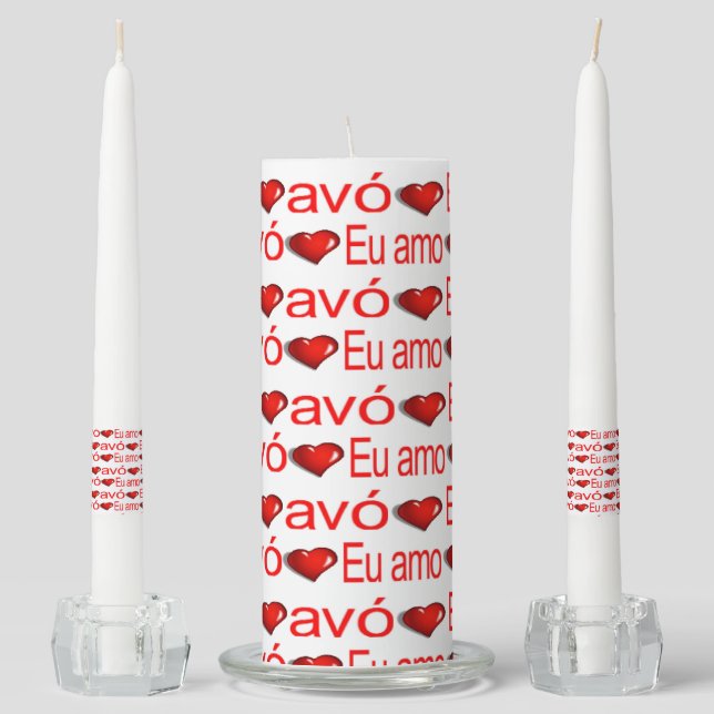 Unity Candle Set Love Grandmother in Portuguese  (Front)