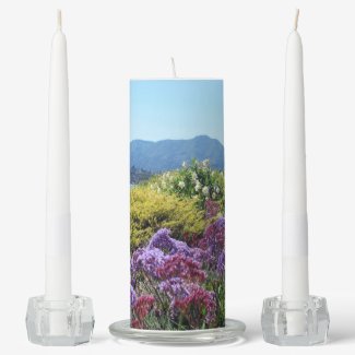 Unity Candle Set Mt Tamalpais Purple Flowers