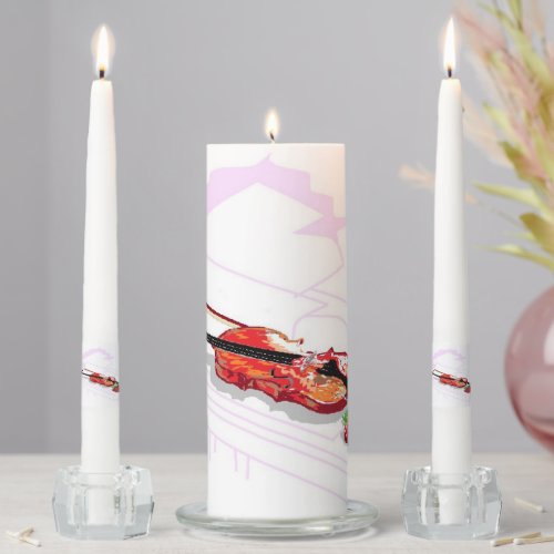 Unity Candle Set   Piano Violin With a Rose