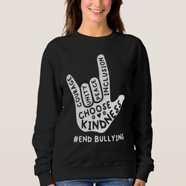 Unity Day Orange Kids 2022 Anti Bullying Love Sign Sweatshirt (Front)