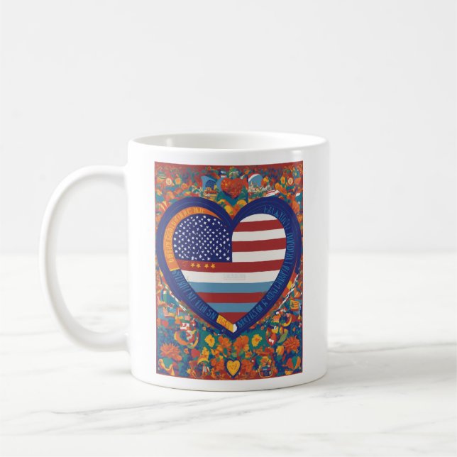 Unity Hearts: Hispanic Heritage Flag  Desig Coffee Mug (Left)